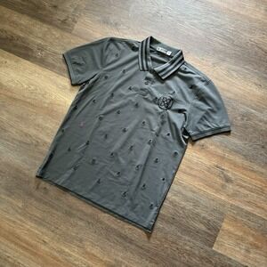 G/FORE Shirt Mens Small Gray Skulls Bones AOP Golf Performance Short Sleeve FLAW